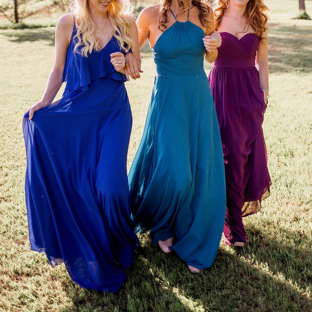Cobalt Chiffon Ruffle Maxi Dress by Love Tany